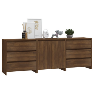 3 Piece Sideboard Brown Oak Engineered Wood - Giant Lobelia