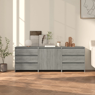 3 Piece Sideboard Grey Sonoma Engineered Wood - Giant Lobelia