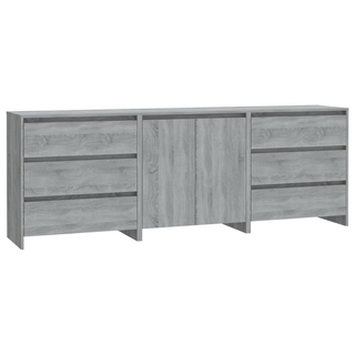 3 Piece Sideboard Grey Sonoma Engineered Wood - Giant Lobelia