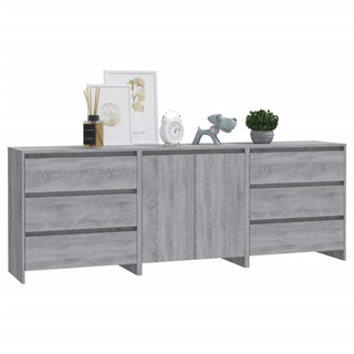 3 Piece Sideboard Grey Sonoma Engineered Wood - Giant Lobelia