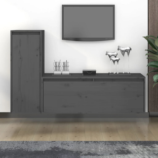 vidaXL TV Cabinets 2 pcs Grey Solid Wood Pine - Giant Lobelia