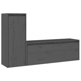 vidaXL TV Cabinets 2 pcs Grey Solid Wood Pine - Giant Lobelia