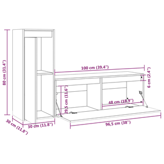 vidaXL TV Cabinets 2 pcs Grey Solid Wood Pine - Giant Lobelia