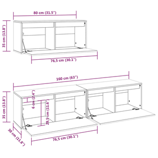 vidaXL TV Cabinets 3 pcs White Solid Wood Pine - Giant Lobelia