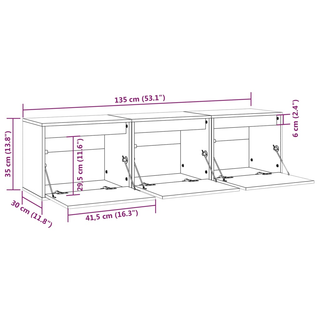 TV Cabinets 3 pcs White Solid Wood Pine - Giant Lobelia