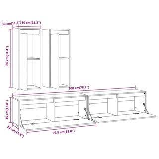 vidaXL TV Cabinets 4 pcs Solid Wood Pine - Giant Lobelia