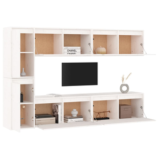 vidaXL TV Cabinets 6 pcs White Solid Wood Pine - Giant Lobelia