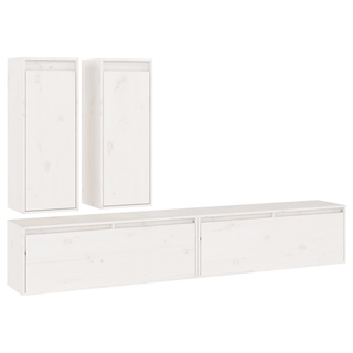 TV Cabinets 4 pcs White Solid Wood Pine - Giant Lobelia