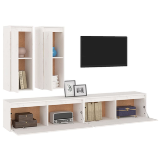 TV Cabinets 4 pcs White Solid Wood Pine - Giant Lobelia