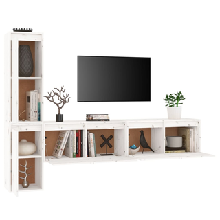 vidaXL TV Cabinets 4 pcs White Solid Wood Pine - Giant Lobelia