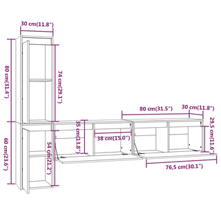 vidaXL TV Cabinets 4 pcs White Solid Wood Pine - Giant Lobelia