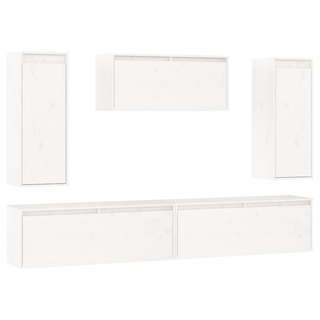 vidaXL TV Cabinets 5 pcs White Solid Wood Pine - Giant Lobelia