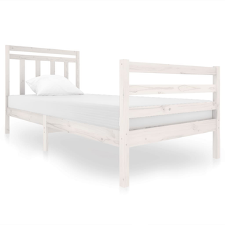 Bed Frame White Solid Wood 90x200 cm - Giant Lobelia