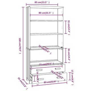 Highboard HAMAR Solid Wood Pine White - Giant Lobelia