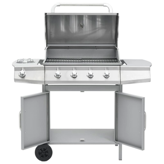 vidaXL Gas Barbecue Grill 4+1 Cooking Zone Silver Stainless Steel - Giant Lobelia