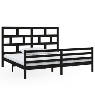 Bed Frame Black Solid Wood Pine 200x200 cm - Giant Lobelia