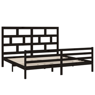 Bed Frame Black Solid Wood Pine 200x200 cm - Giant Lobelia