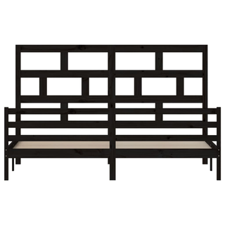 Bed Frame Black Solid Wood Pine 200x200 cm - Giant Lobelia