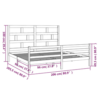 Bed Frame Black Solid Wood Pine 200x200 cm - Giant Lobelia