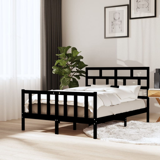 Bed Frame Black Solid Wood Pine 120x200 cm - Giant Lobelia