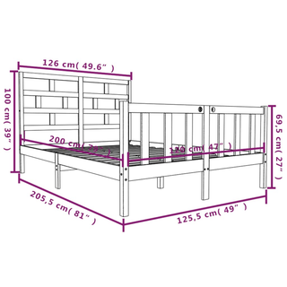 Bed Frame Black Solid Wood Pine 120x200 cm - Giant Lobelia