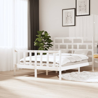 Bed Frame White Solid Wood Pine 140x200 cm - Giant Lobelia