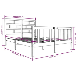 Bed Frame White Solid Wood Pine 140x200 cm - Giant Lobelia