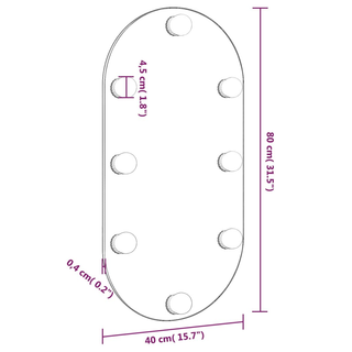 vidaXL Mirror with LED Lights 80x40 cm Glass Oval - Giant Lobelia