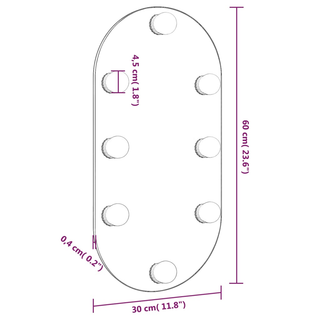 vidaXL Mirror with LED Lights 60x30 cm Glass Oval - Giant Lobelia