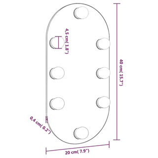 vidaXL Mirror with LED Lights 40x20 cm Glass Oval - Giant Lobelia