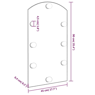 vidaXL Mirror with LED Lights 90x45 cm Glass Arch - Giant Lobelia