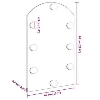 vidaXL Mirror with LED Lights 60x40 cm Glass Arch - Giant Lobelia