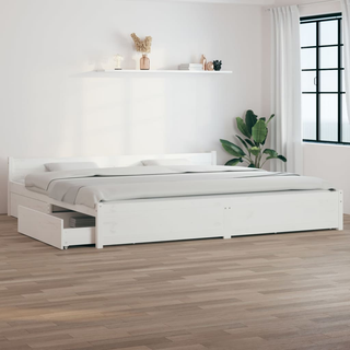 Bed Frame with Drawers White 180x200 cm Super King Size - Giant Lobelia