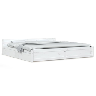 Bed Frame with Drawers White 180x200 cm Super King Size - Giant Lobelia