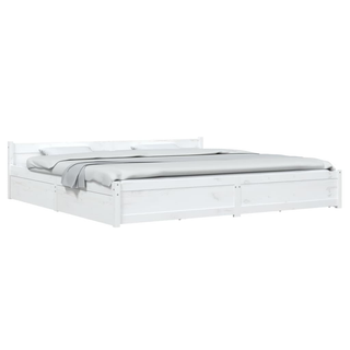 Bed Frame with Drawers White 180x200 cm Super King Size - Giant Lobelia