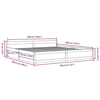 Bed Frame with Drawers White 180x200 cm Super King Size - Giant Lobelia