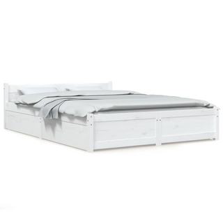 Bed Frame with Drawers White 135x190 cm Double - Giant Lobelia