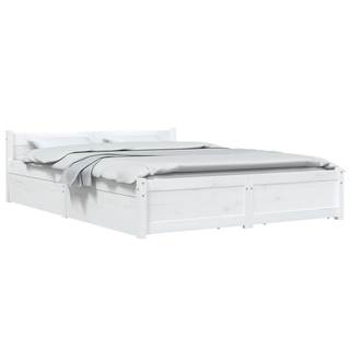 Bed Frame with Drawers White 135x190 cm Double - Giant Lobelia