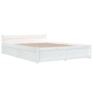 Bed Frame with Drawers White 135x190 cm Double - Giant Lobelia