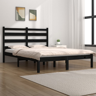 Bed Frame Black Solid Wood Pine 140x200 cm - Giant Lobelia