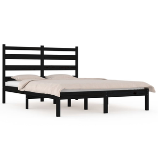 Bed Frame Black Solid Wood Pine 140x200 cm - Giant Lobelia