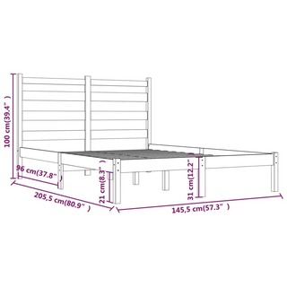 Bed Frame Black Solid Wood Pine 140x200 cm - Giant Lobelia