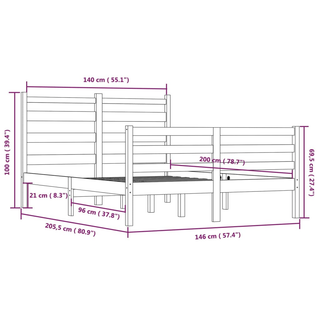 Bed Frame Solid Wood Pine 140x200 cm - Giant Lobelia