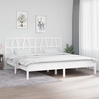 Bed Frame White Solid Wood Pine 200x200 cm - Giant Lobelia