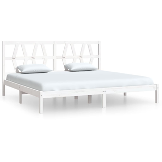 Bed Frame White Solid Wood Pine 200x200 cm - Giant Lobelia