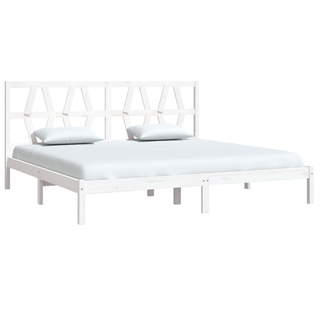 Bed Frame White Solid Wood Pine 200x200 cm - Giant Lobelia