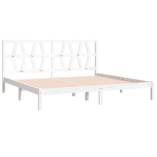 Bed Frame White Solid Wood Pine 200x200 cm - Giant Lobelia