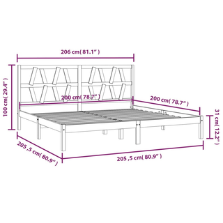 Bed Frame White Solid Wood Pine 200x200 cm - Giant Lobelia