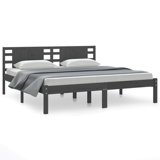 Bed Frame Grey Solid Wood Pine 200x200 cm - Giant Lobelia