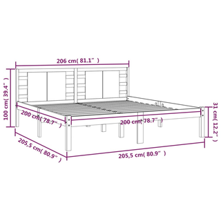 Bed Frame Grey Solid Wood Pine 200x200 cm - Giant Lobelia